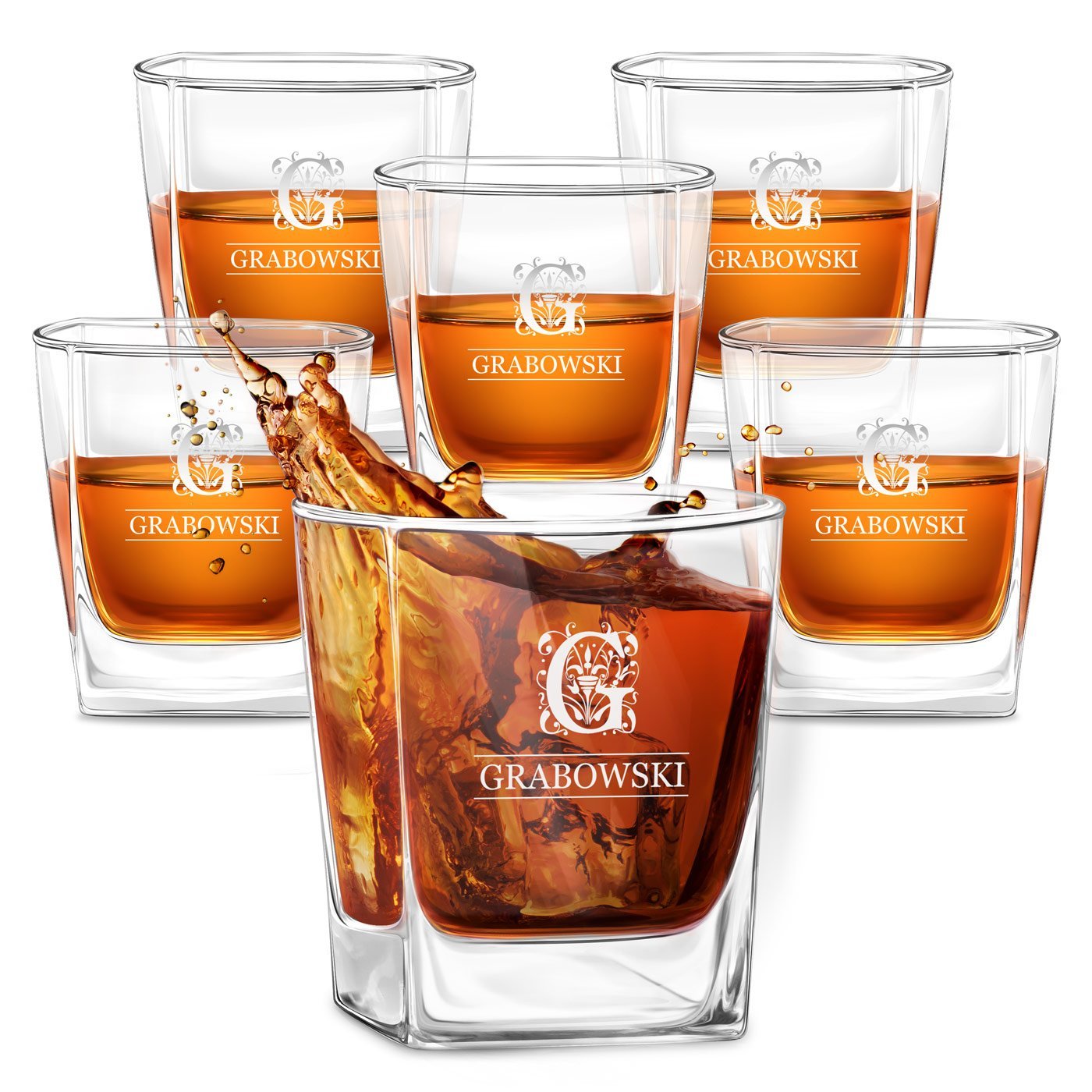 Szklanki grawerowane do whisky x6 komplet dedykacja inicja