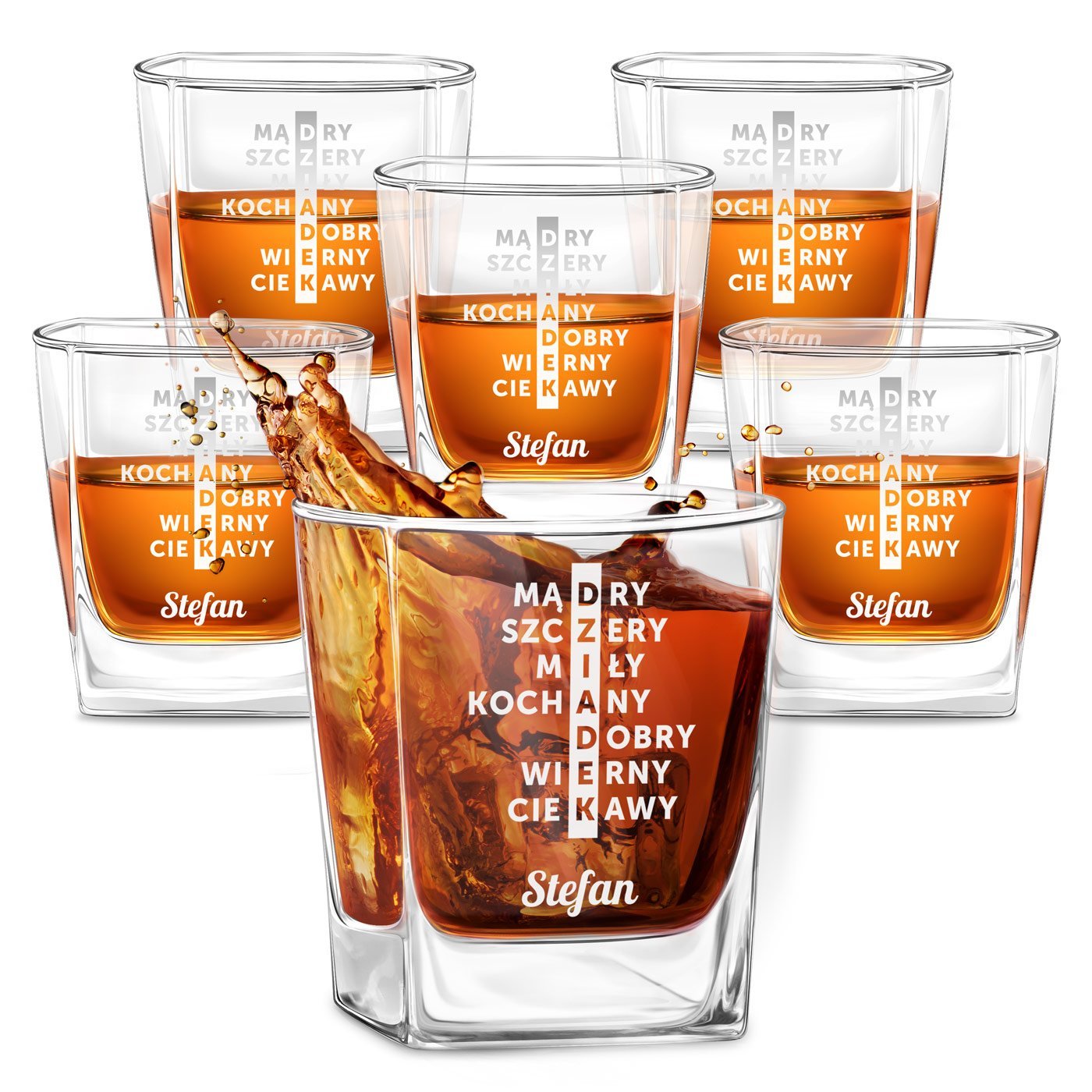 Szklanki grawerowane do whisky x6 komplet dedykacja dla dziadka
