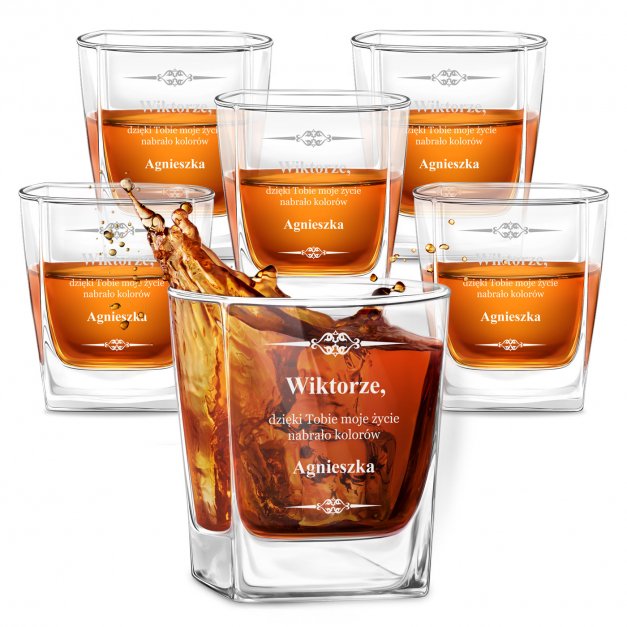 Szklanki grawerowane do whisky x6 komplet dedykacja podziękowanie dla niego