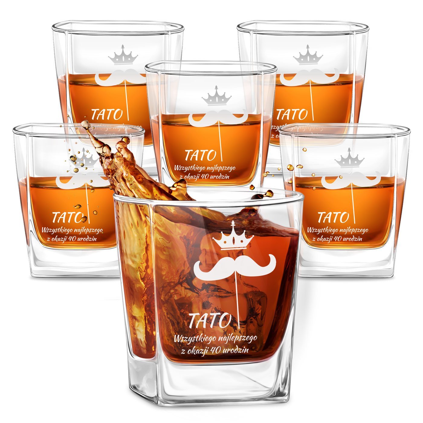 Szklanki grawerowane do whisky x6 komplet dedykacja dla taty na 30 40 50 urodziny