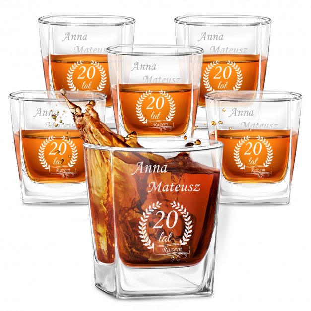 Szklanki grawerowane do whisky x6 komplet dedykacja dla pary na rocznicę ślubu