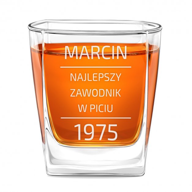 Szklanka do whisky z grawerem dla najlepszego zawodnika w piciu na urodziny