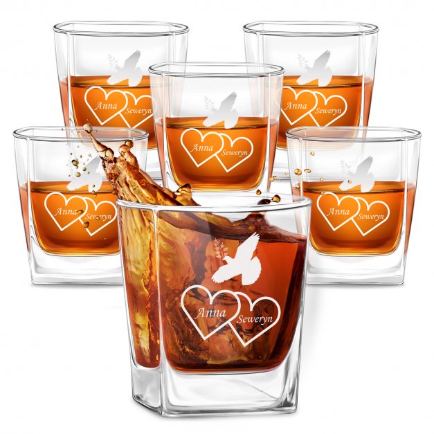 Szklanki grawerowane do whisky x6 komplet dedykacja dla pary na ślub rocznicę