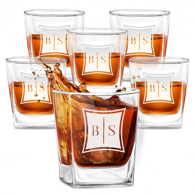 Szklanki grawerowane do whisky x6 komplet inicjały dla pary na ślub rocznicę