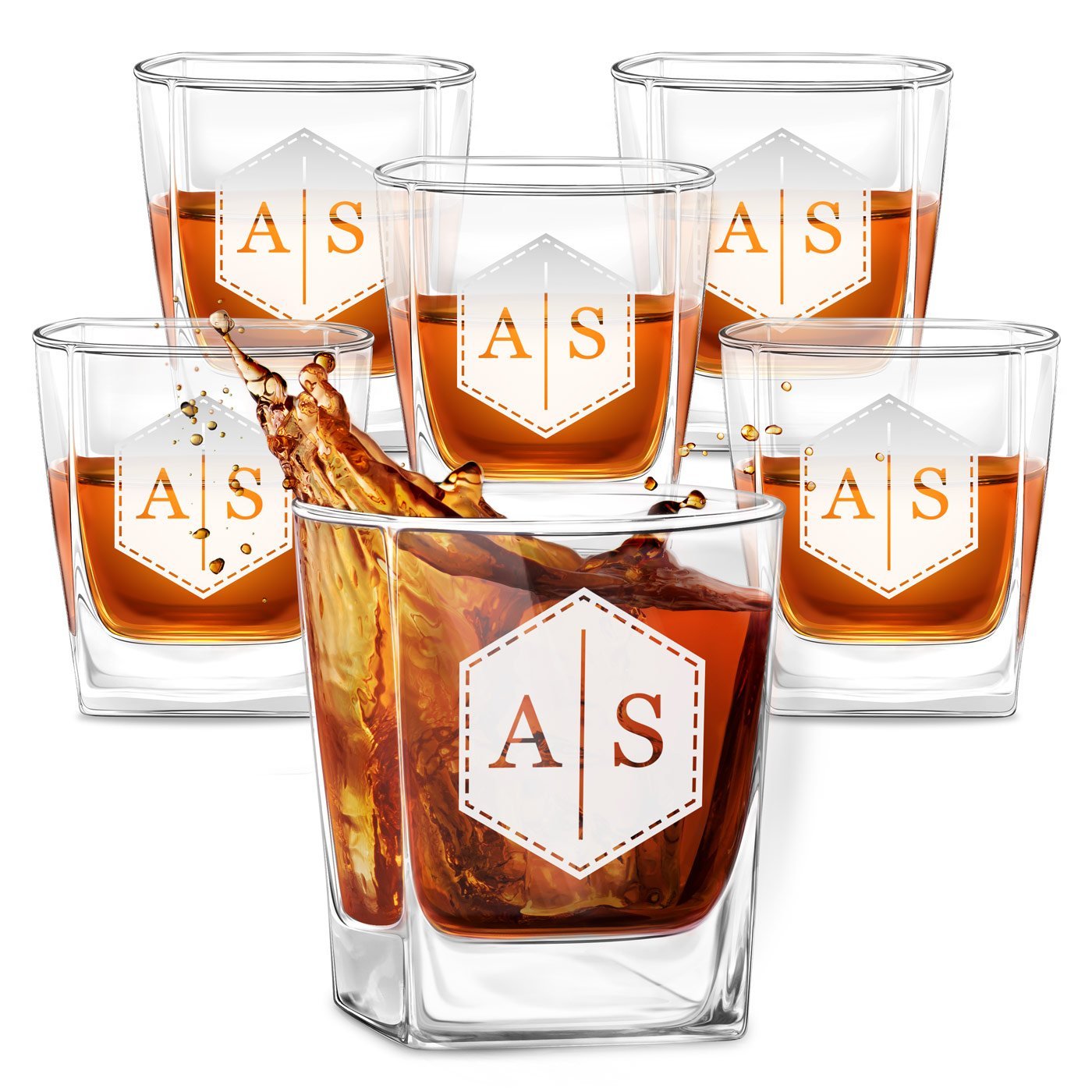 Szklanki grawerowane do whisky x6 komplet inicjay dla pary na lub rocznic