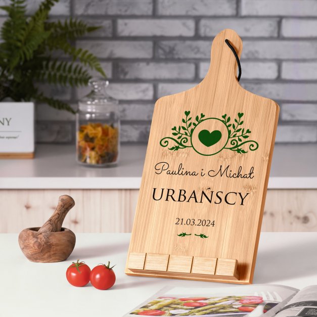 Podstawka pod książkę kucharską z nadrukiem - deska kuchenna dla pary na ślub rocznicę