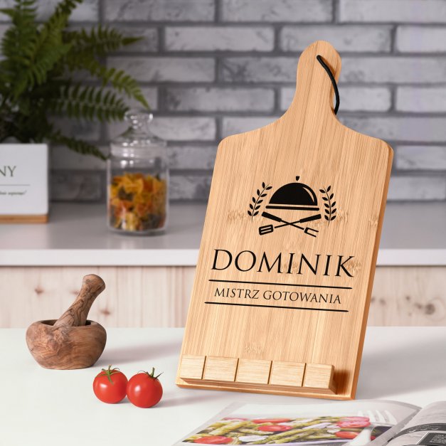Podstawka pod książkę kucharską z nadrukiem - deska kuchenna dla niego