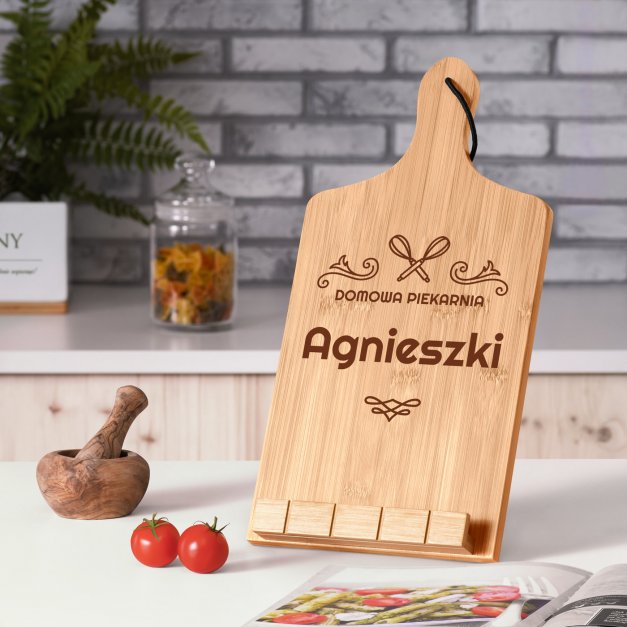 Podstawka pod książkę kucharską z nadrukiem - deska kuchenna dla niej cukiernika na imieniny