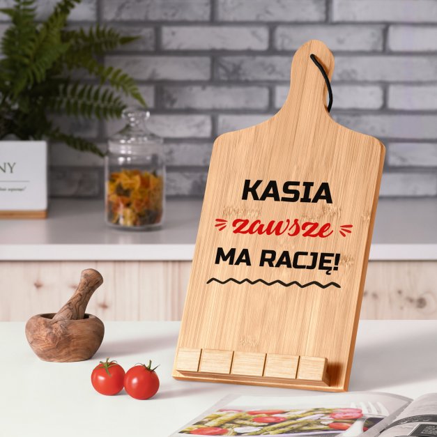 Podstawka pod książkę kucharską z nadrukiem - deska kuchenna dla niej na imieniny