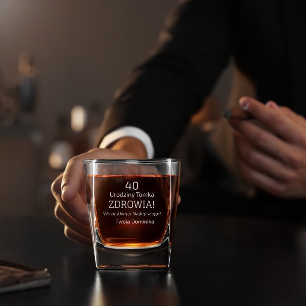 Szklanka do whisky z grawerem dla niego na 40 urodziny