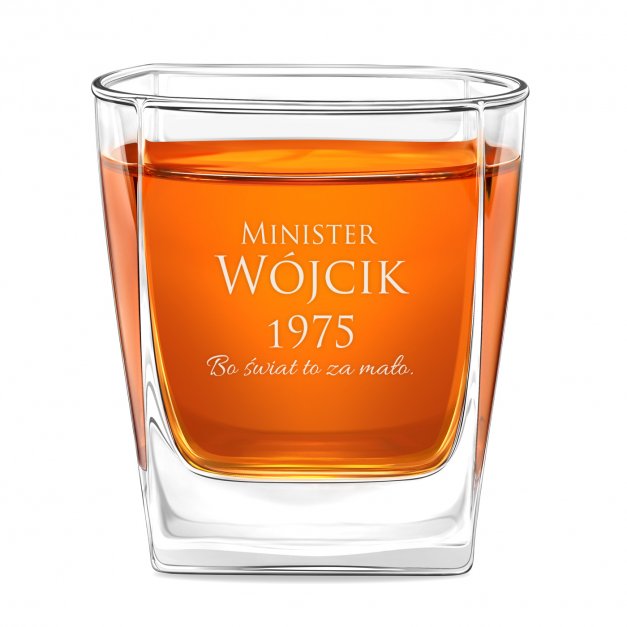 Szklanka do whisky z grawerem dla  ministra urzędnika na urodziny
