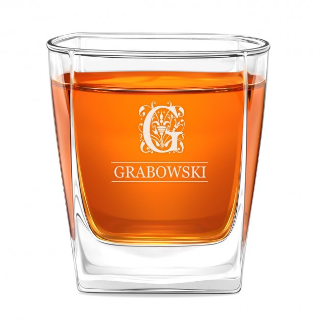 Szklanka do whisky z grawerem inicjał dla gentlemana