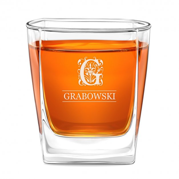 Szklanka do whisky z grawerem inicjał dla gentlemana