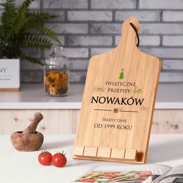 Podstawka pod książkę kucharską z nadrukiem - deska kuchenna dla pary na święta