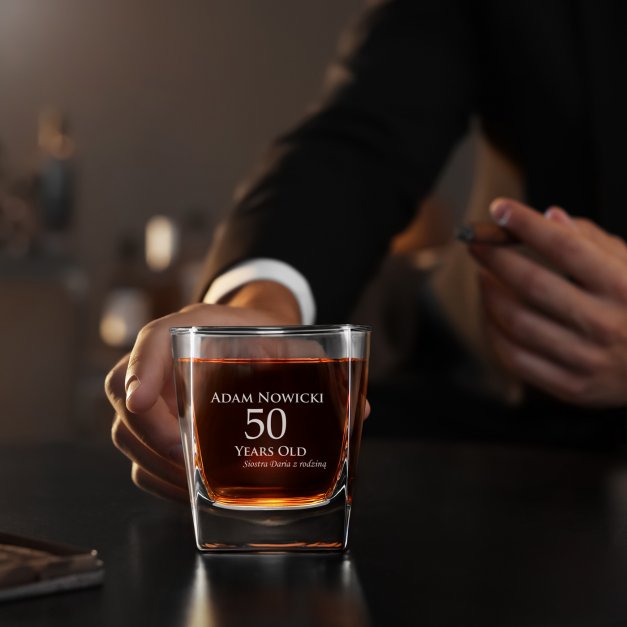 Szklanka do whisky z grawerem dla brata na 50 urodziny