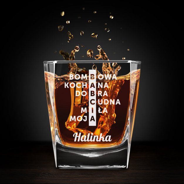 Szklanka do whisky z grawerem krzyżówka dla babci