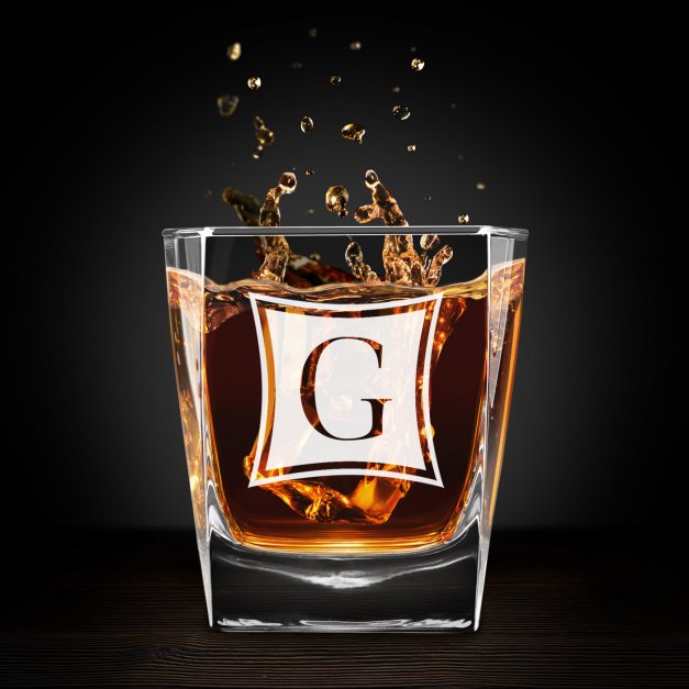 Szklanka do whisky z grawerem inicjał