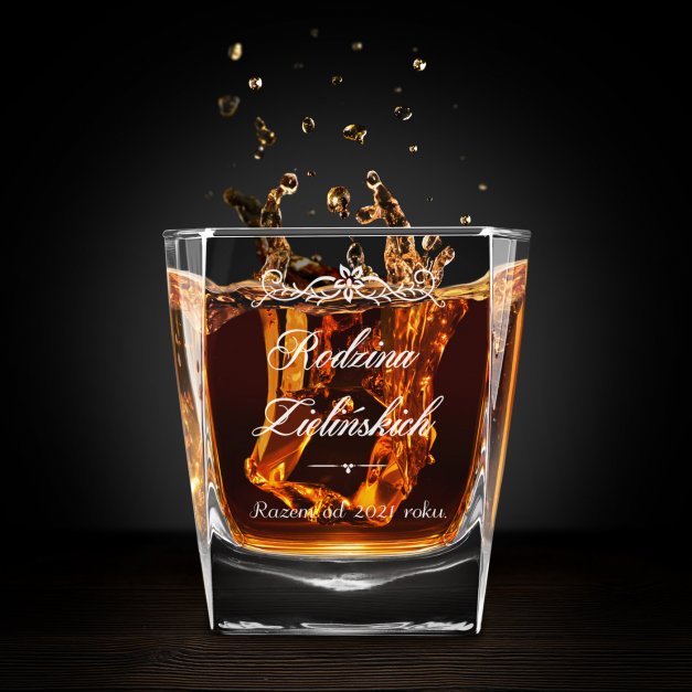 Karafka do whisky pyramid z 6 szklankami capitol i grawerem dla apry na ślub rocznicę parapetówkę