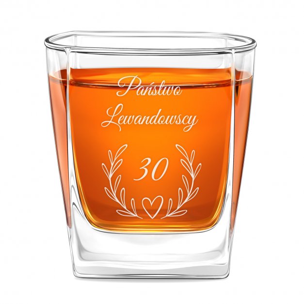 Karafka do whisky pyramid z 4 szklankami capitol i grawerem dla pary na 30 rocznice ślubu