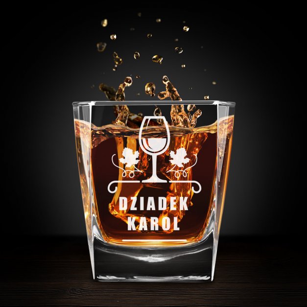 Karafka do whisky pyramid z 6 szklankami capitol i grawerem dla dziadka