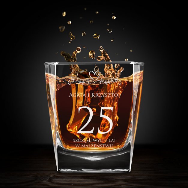 Karafka do whisky cube z 2 szklankami i grawerem dla pary na 30 rocznicę ślubu