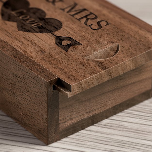 Drewniany pendrive 32 GB w pudełku z grawerem dla pary na ślub rocznicę ślubu parapetówkę