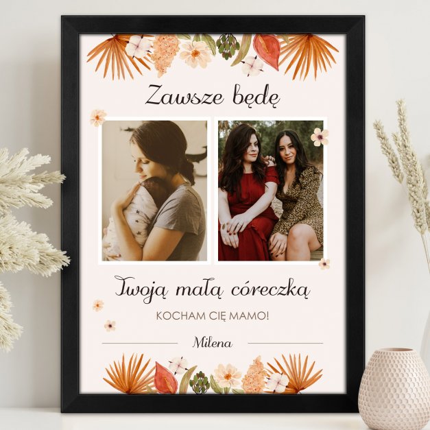 Plakat personalizowany kolaż zdjęć w ramce z nadrukiem dla mamy