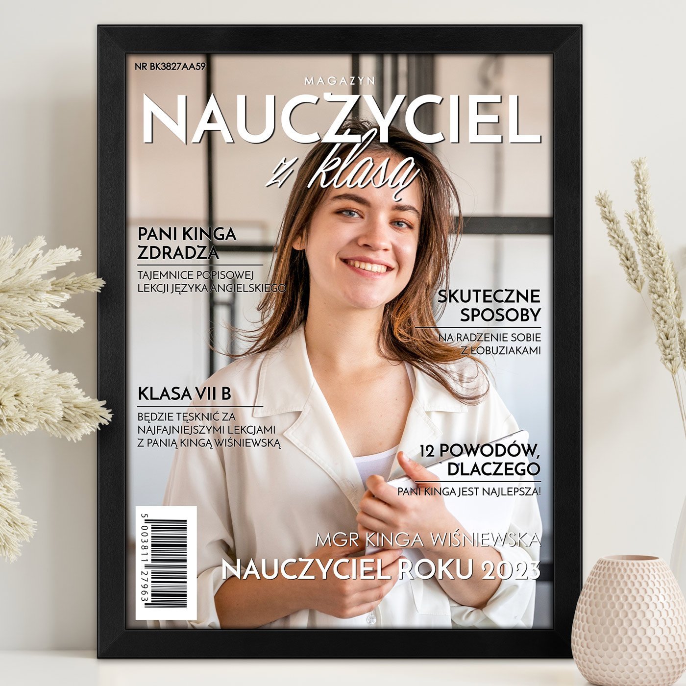 Plakat personalizowany ze zdjciem w ramce z nadrukiem Nauczyciel z klas dla wychowawczyni nauczycielki na Dzie Nauczyciela