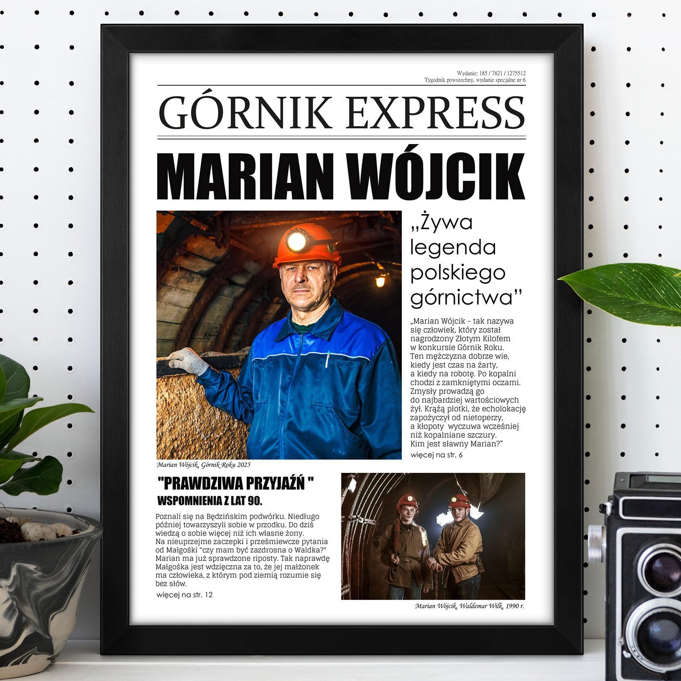 Plakat personalizowany kola zdj Grnik Express w ramce z nadrukiem dla grnika przyjaciela