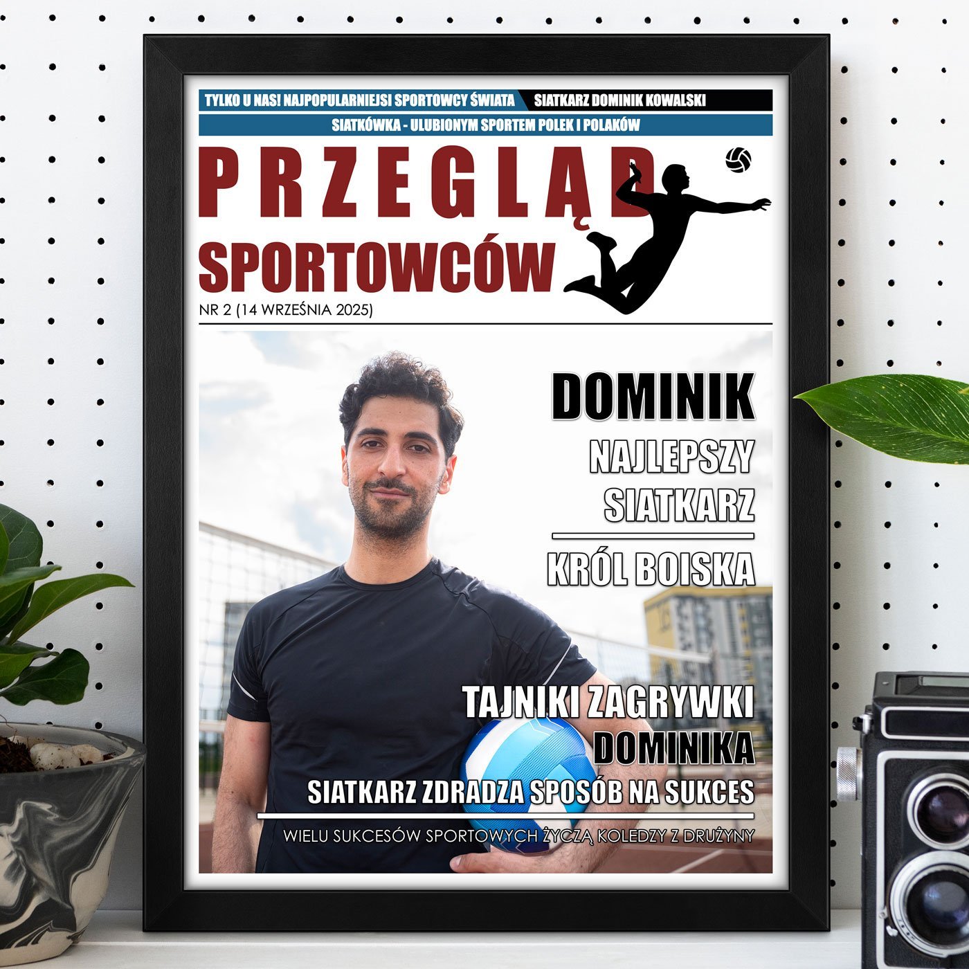 Plakat personalizowany ze zdjciem Przegld Sportowcw w ramce z nadrukiem dla siatkarza