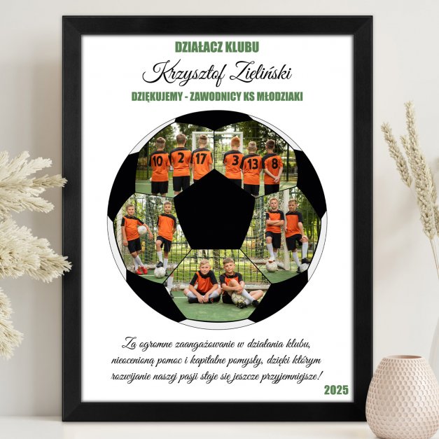 Plakat personalizowany kolaż zdjęć w ramce z nadrukiem dla piłkarza