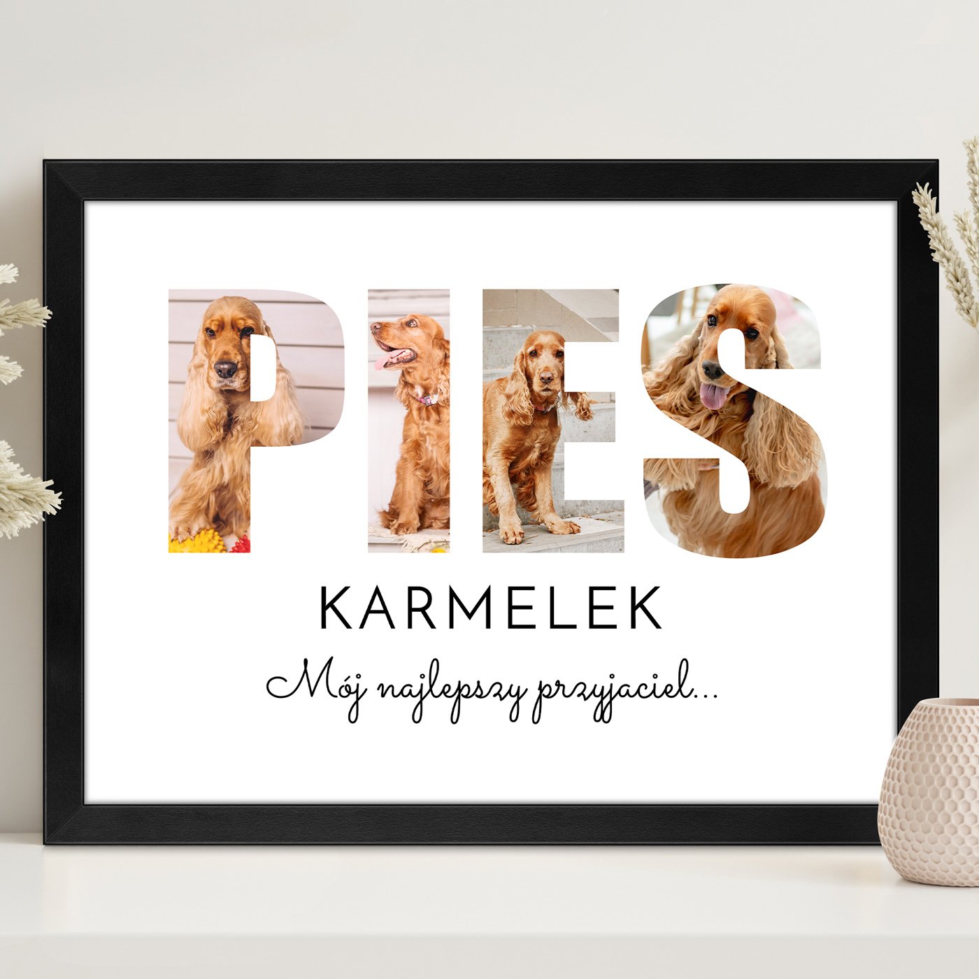 Plakat personalizowany kola zdj w ramce z nadrukiem dla psiarza