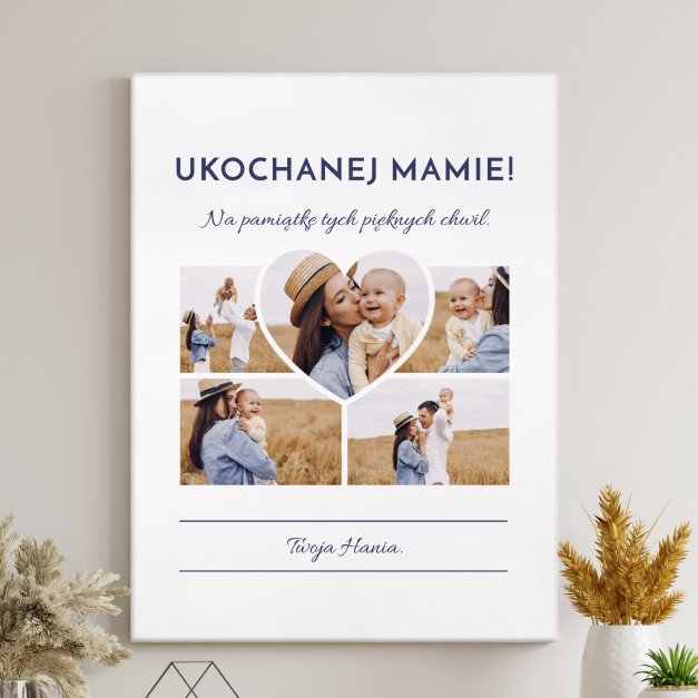 Obraz drukowany na płótnie z kolażem zdjęć 30x40 cm dla mamy