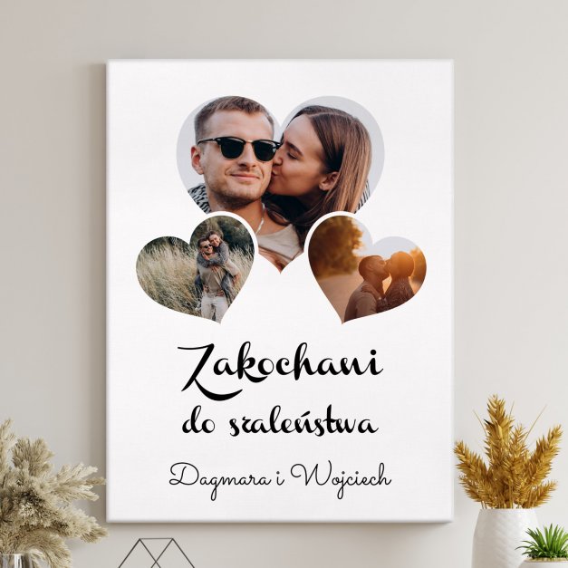 Obraz drukowany na płótnie z kolażem zdjęć 30x40 cm dla pary na ślub rocznicę parapetówkę walentynki