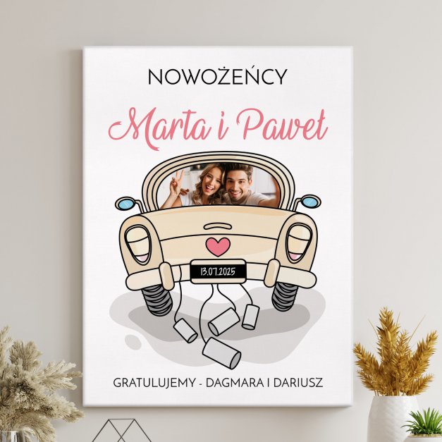 Obraz drukowany na płótnie z Twoim zdjęciem 30x40 cm dla pary na ślub