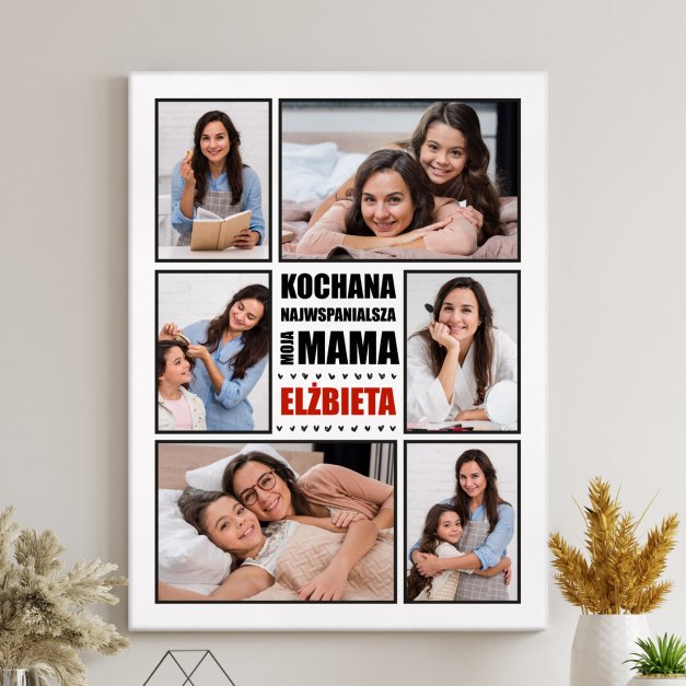 Obraz drukowany na płótnie z kolażem zdjęć 30x40 cm dla mamy