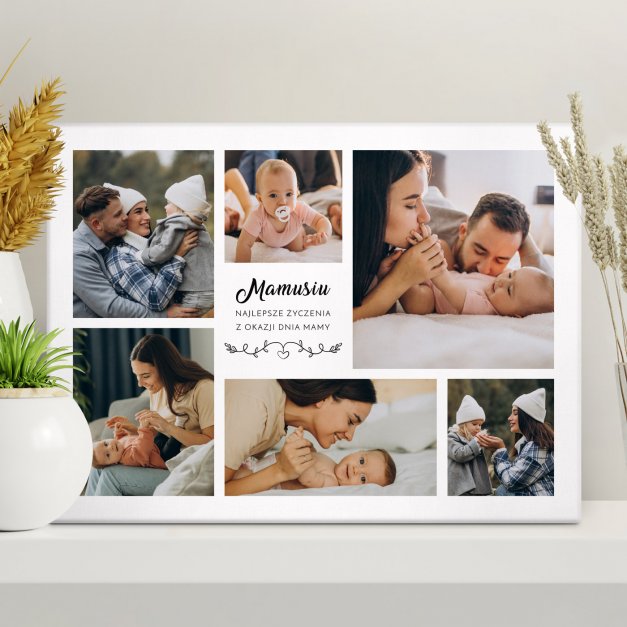 Obraz drukowany na płótnie z kolażem zdjęć 30x40 cm dla mamy na Dzień Matki