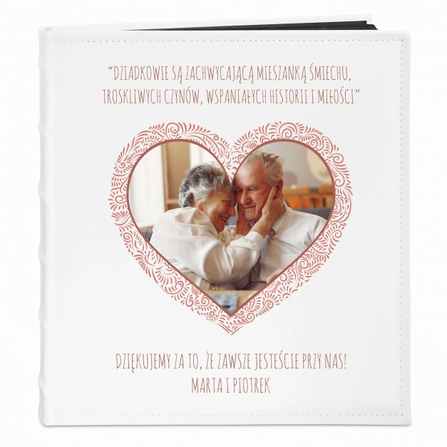 Album na zdjęcia z nadrukiem i Twoim zdjęciem dla dziadków na Dzień Babci i Dzień Dziadka podziękowanie ślubne złote gody