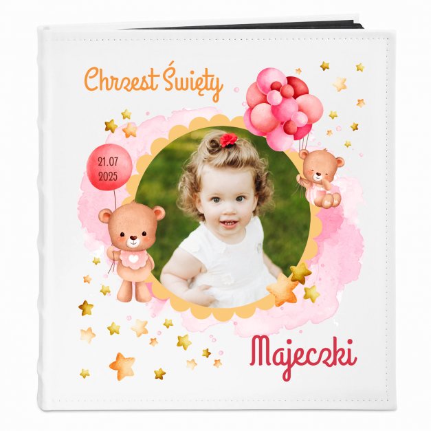 Album na zdjęcia z nadrukiem i Twoim zdjęciem dla dziewczynki na chrzest