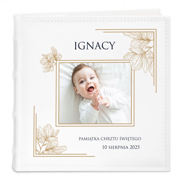 Album na zdjęcia z nadrukiem i Twoim zdjęciem dla chłopca na chrzest