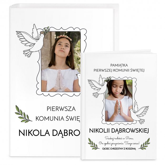 Biblia w etui z nadrukiem i Twoim zdjęciem dla dziewczynki na komunię
