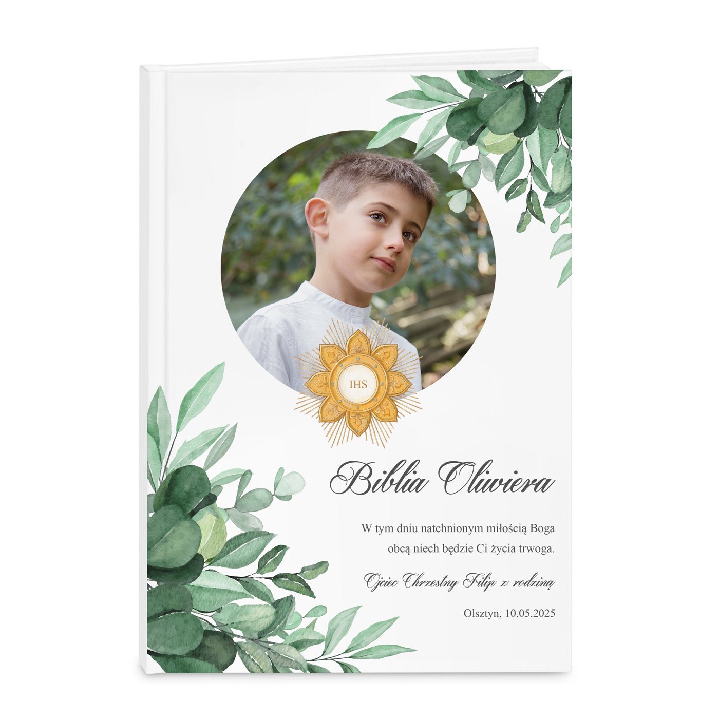 Biblia rozmiar M z nadrukiem i Twoim zdjciem dla chopca na komuni