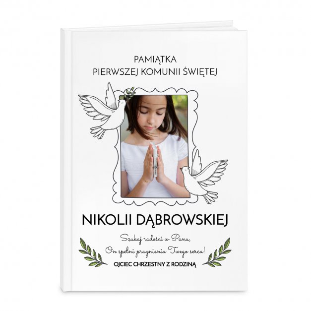 Biblia rozmiar M z nadrukiem i Twoim zdjęciem dla dziewczynki na komunię