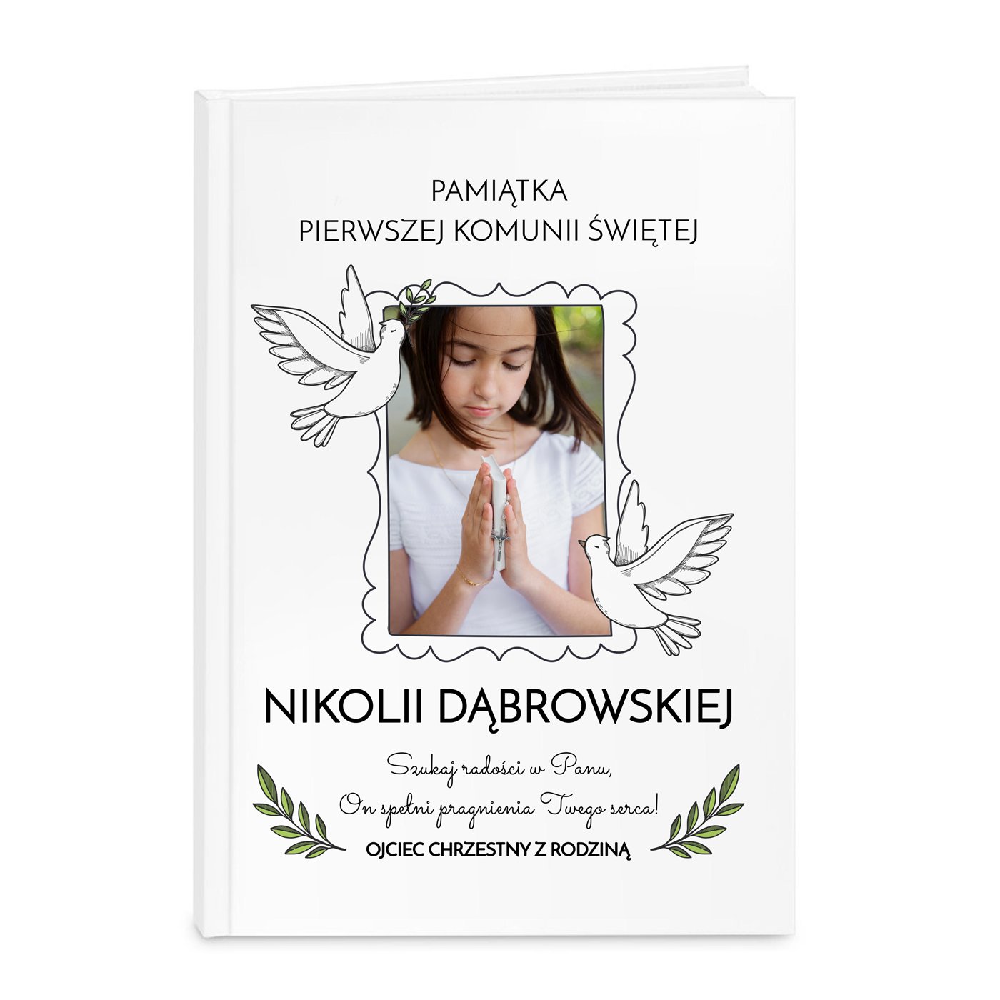 Biblia rozmiar M z nadrukiem i Twoim zdjciem dla dziewczynki na komuni