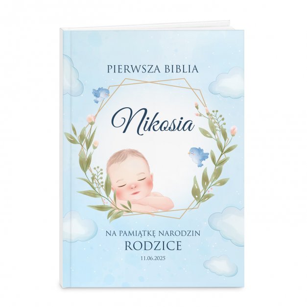 Biblia rozmiar M z nadrukiem dla chłopca z okazji narodzin