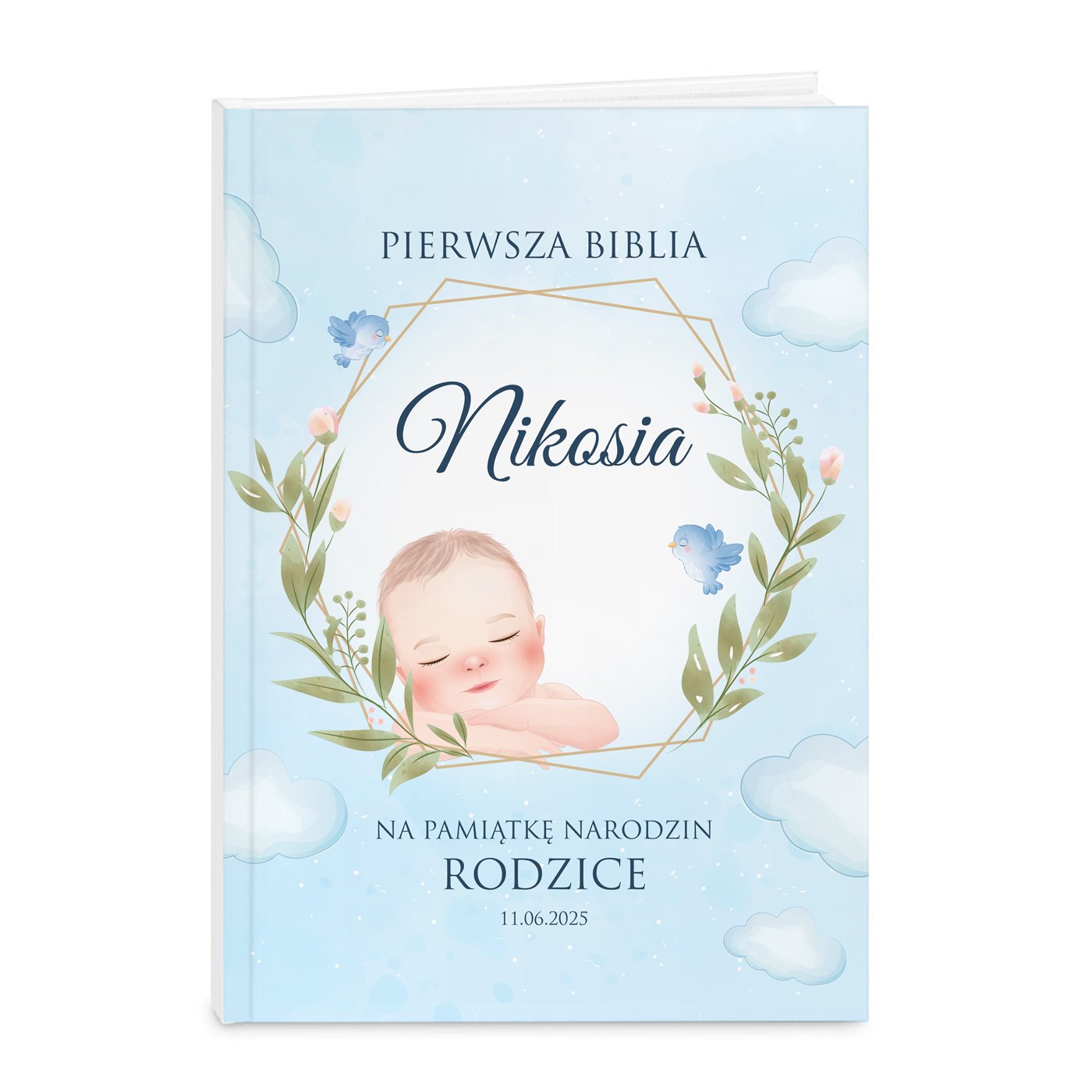 Biblia rozmiar M z nadrukiem dla chopca z okazji narodzin