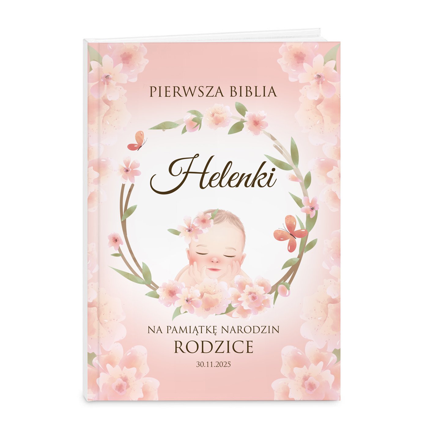 Biblia rozmiar M z nadrukiem dla dziewczynki z okazji narodzin