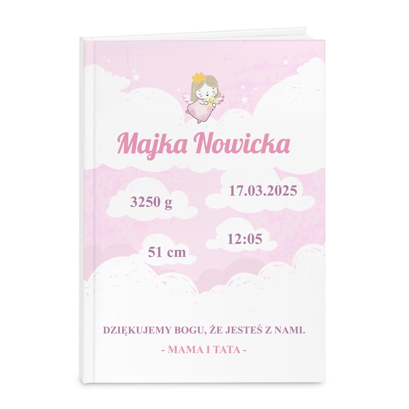 Biblia rozmiar M z nadrukiem dla dziewczynki z okazji narodzin