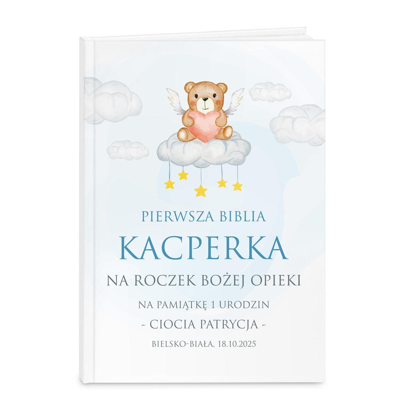 Biblia rozmiar M z nadrukiem dla chopca na roczek