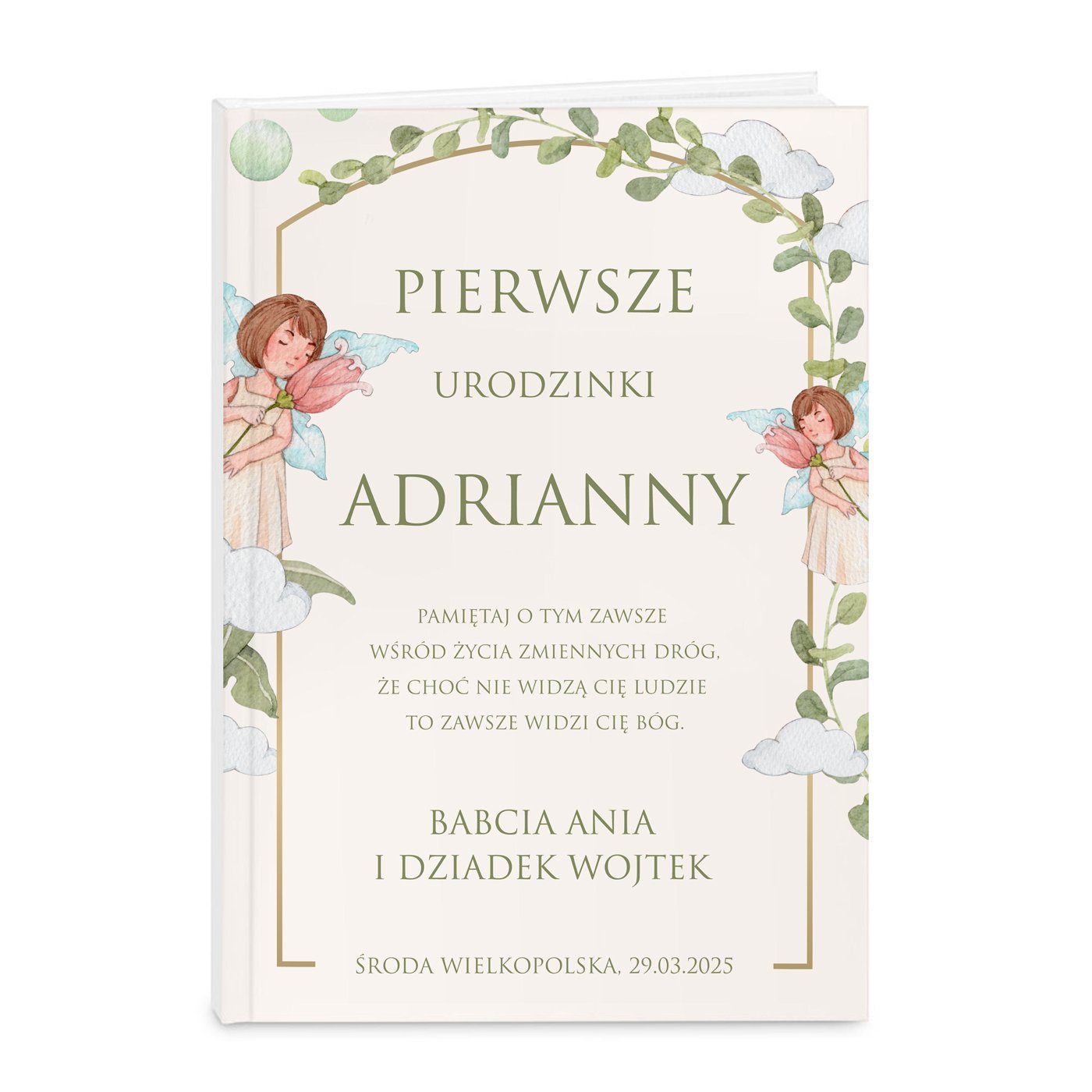 Biblia rozmiar M z nadrukiem dla dziewczynki na roczek